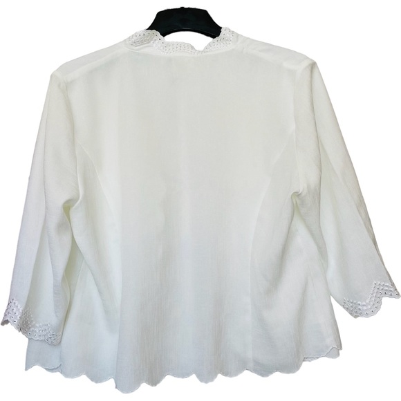 EASTEX Plus Size 18 Academia Preppy Grandma Style Ivory Vintage Blouse - Picture 8 of 8